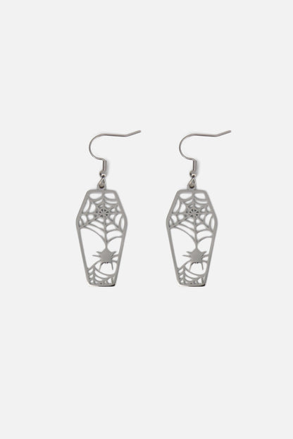 Dangerfield NZ - Coffin Spiderweb Earrings - silver