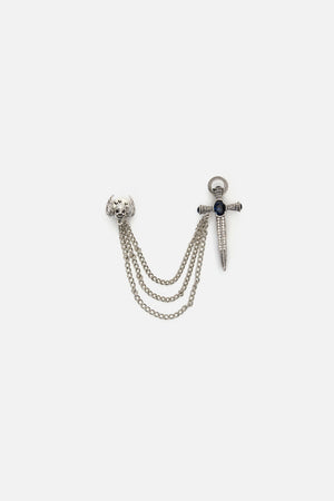 Dangerfield NZ - Dagger & Skull Chain Pin - silver