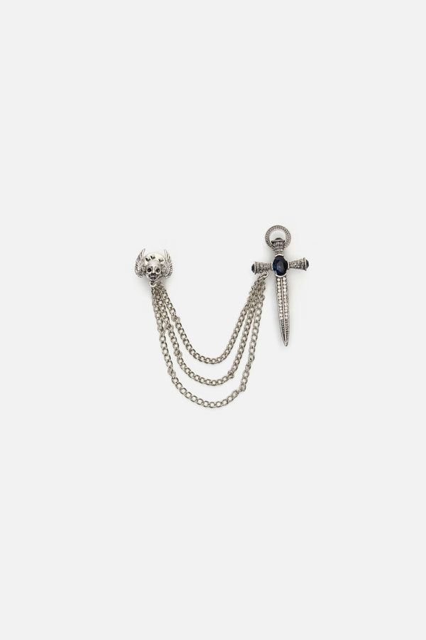 Dangerfield NZ - Dagger & Skull Chain Pin - silver