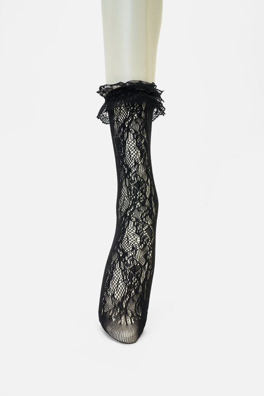 Dangerfield NZ - Black Lace Frill Sock - black