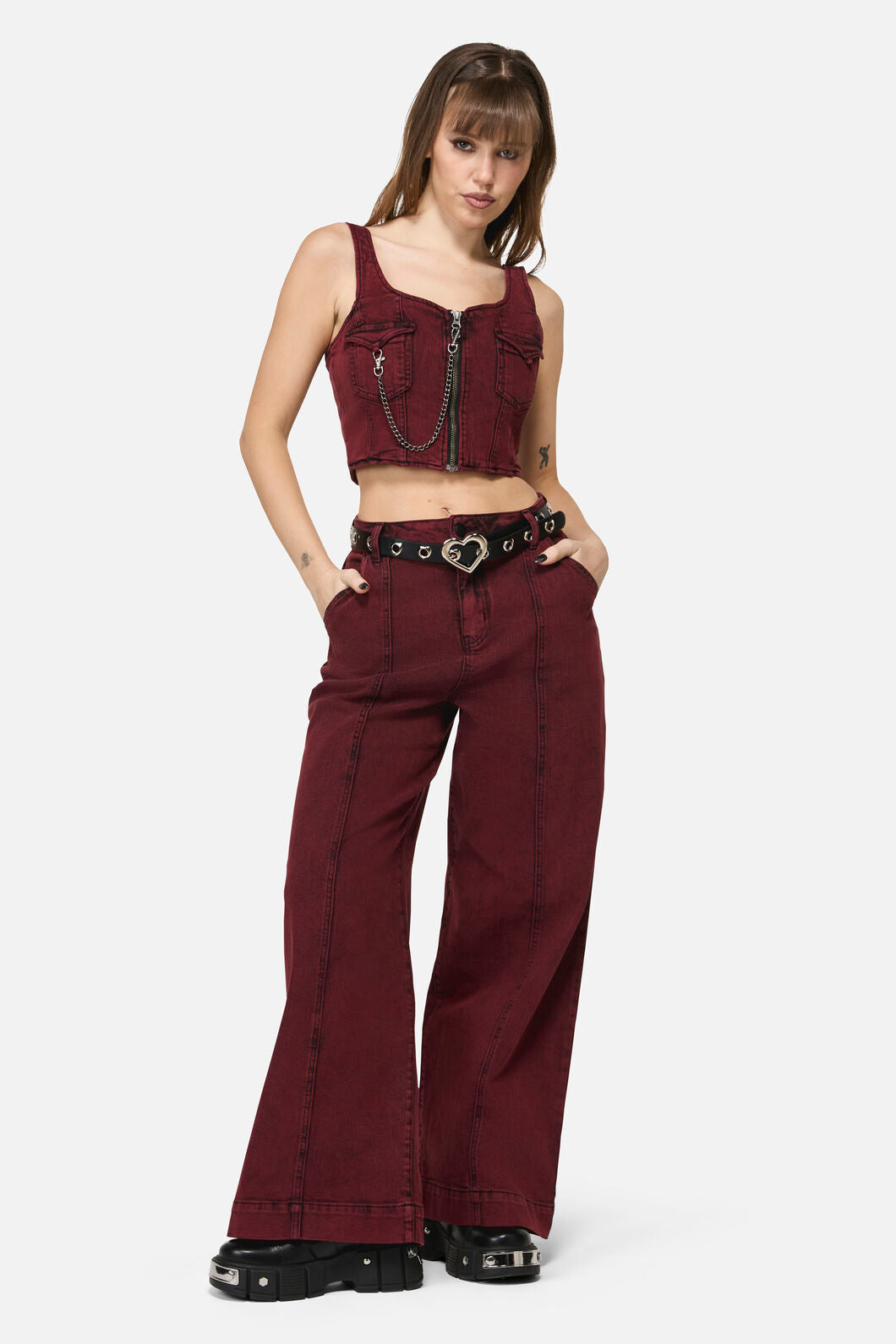 Dangerfield NZ - Heart Eyelets & Buckle Belt - black