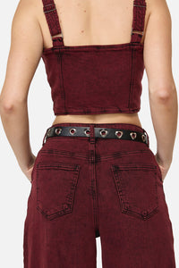 Dangerfield NZ - Heart Eyelets & Buckle Belt - black