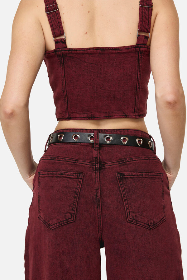 Dangerfield NZ - Heart Eyelets & Buckle Belt - black