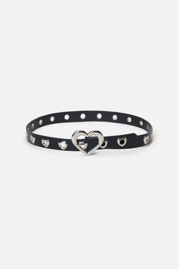 Dangerfield NZ - Heart Eyelets & Buckle Belt - black