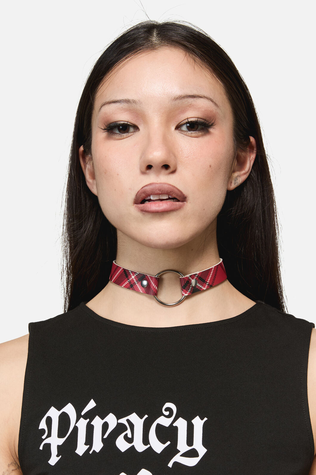 Dangerfield NZ - Piracy Tartan PU Choker - red
