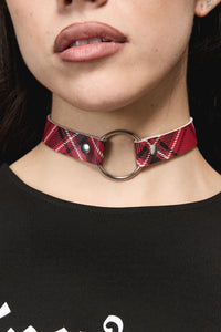 Dangerfield NZ - Piracy Tartan PU Choker - red