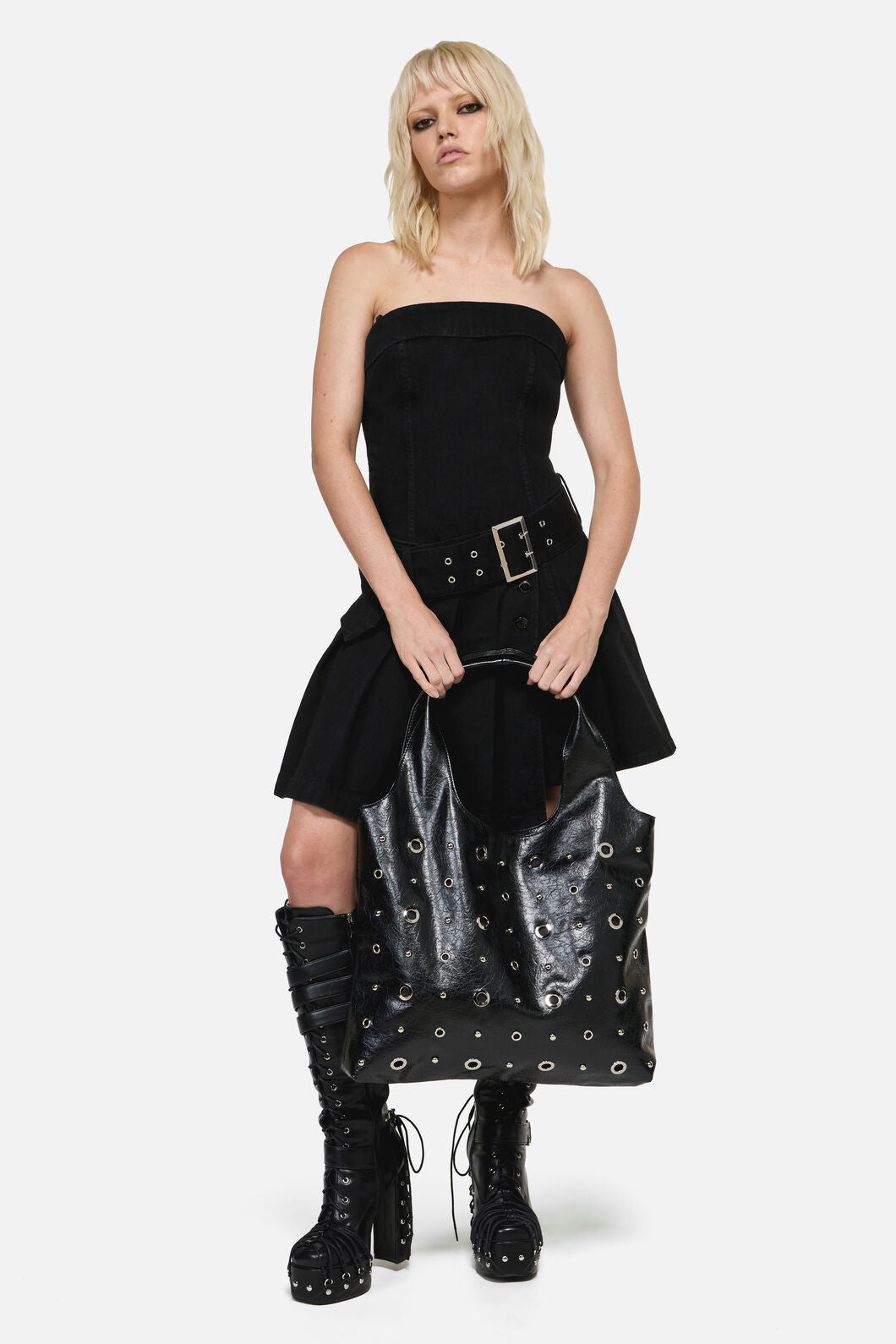 Dangerfield NZ - Stud and Eyelet Tote Bag - black