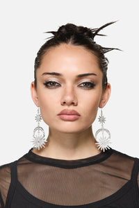 Dangerfield NZ - Sparkle Sun Moon Earrings - silver