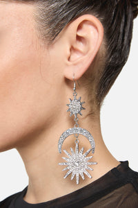 Dangerfield NZ - Sparkle Sun Moon Earrings - silver