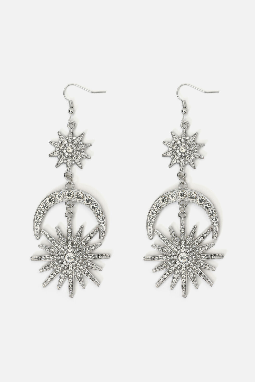 Dangerfield NZ - Sparkle Sun Moon Earrings - silver