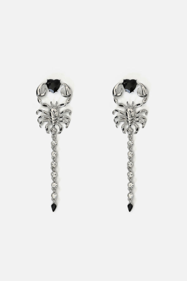 Dangerfield NZ - Scorpion Crystal Drop Earrings - silver