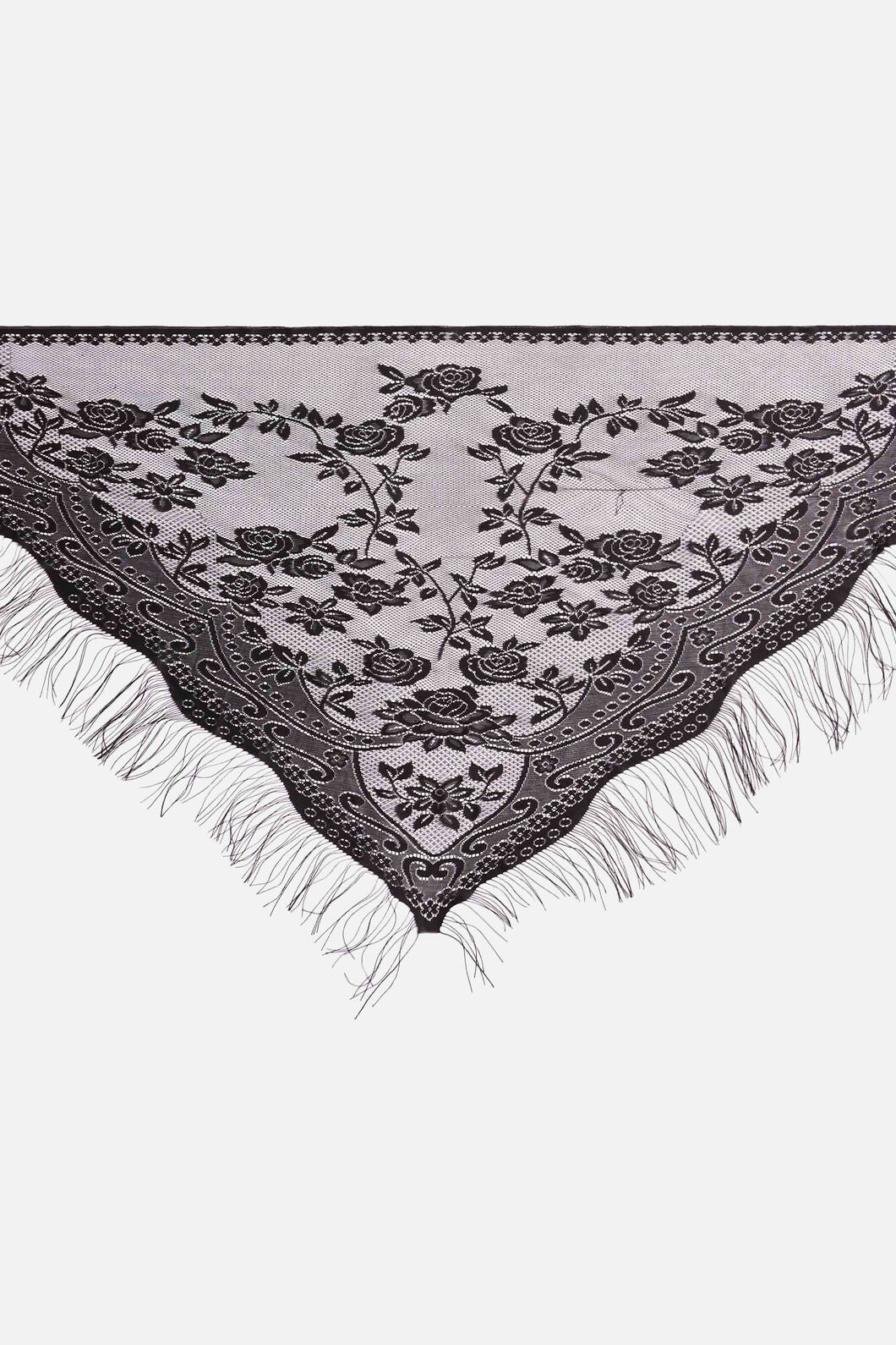 Dangerfield NZ - Flower Lightweight TasselScarf - black