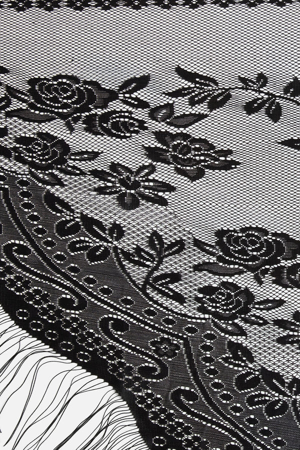 Dangerfield NZ - Flower Lightweight TasselScarf - black