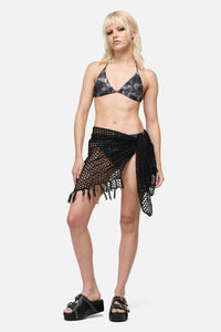 Dangerfield NZ - Knitted Tassel Beach Scarf - black