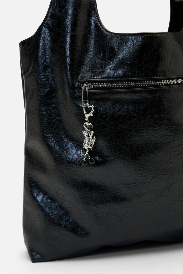 Dangerfield NZ - Black Heart Bag Charm - silver