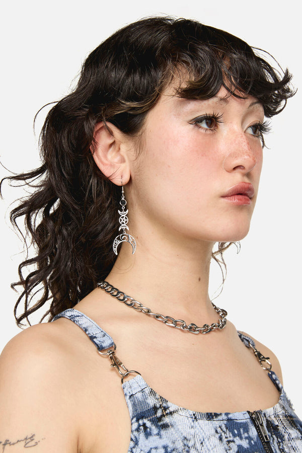 Dangerfield NZ - Crescent Moon Earrings - silver