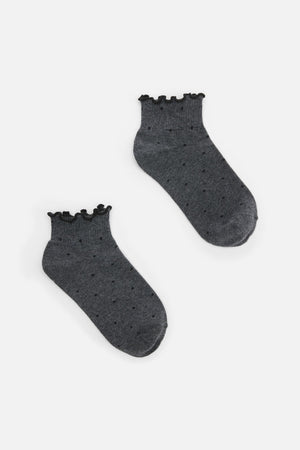 Dangerfield NZ - Grey Spot Ankle Frill Socks - grey