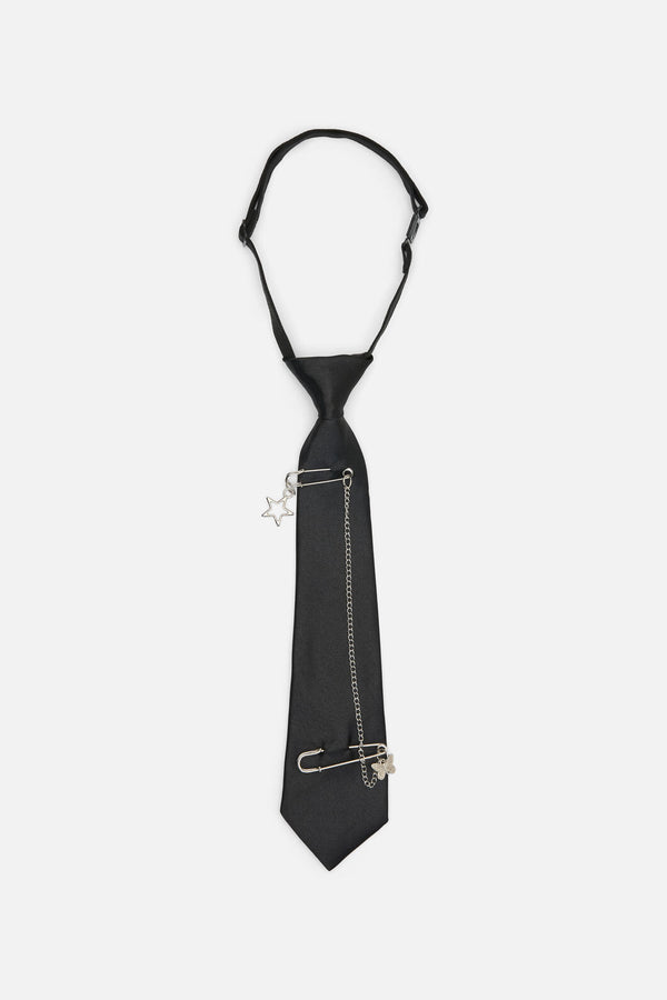 Dangerfield NZ - Adjustable Neck Tie With Charm - black