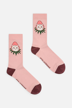 Dangerfield NZ - Strawberry Cat Socks - pink