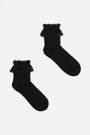 Dangerfield NZ - Black Lace Top Sock - black