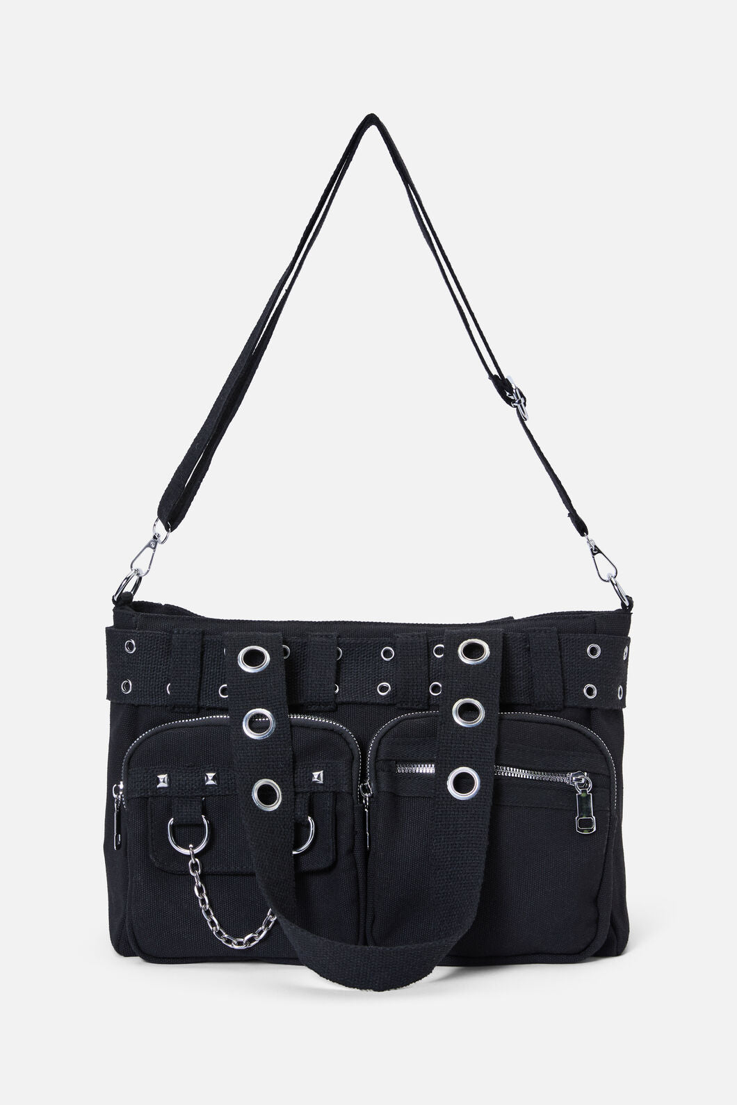 Dangerfield NZ - Canvas Stud Pocket Bag - black