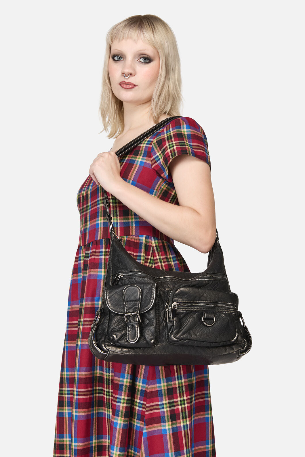 Dangerfield NZ - Distressed Black Zip Bag - black