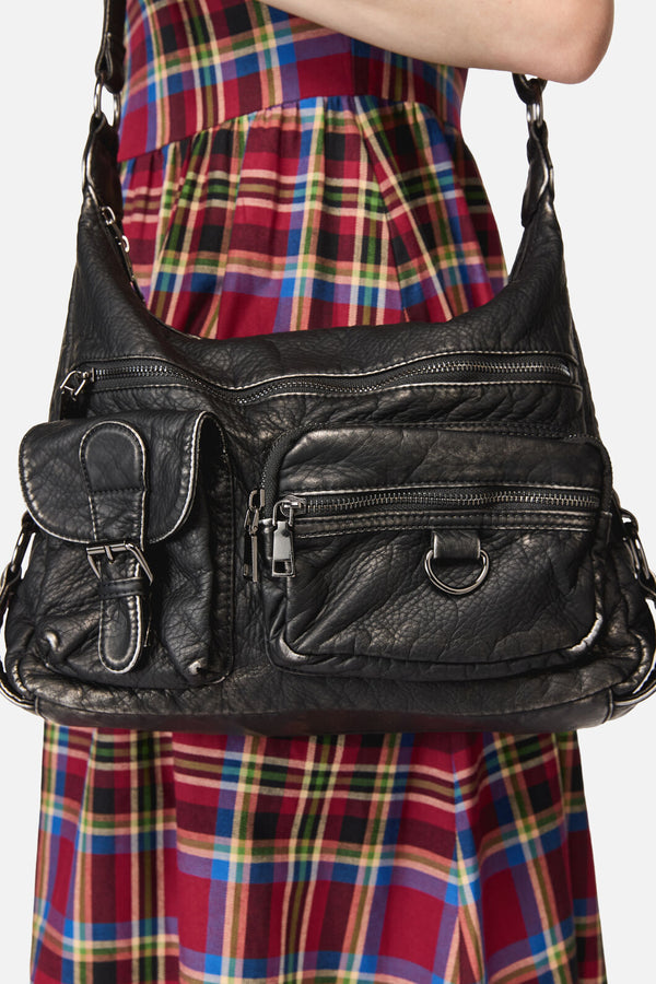Dangerfield NZ - Distressed Black Zip Bag - black