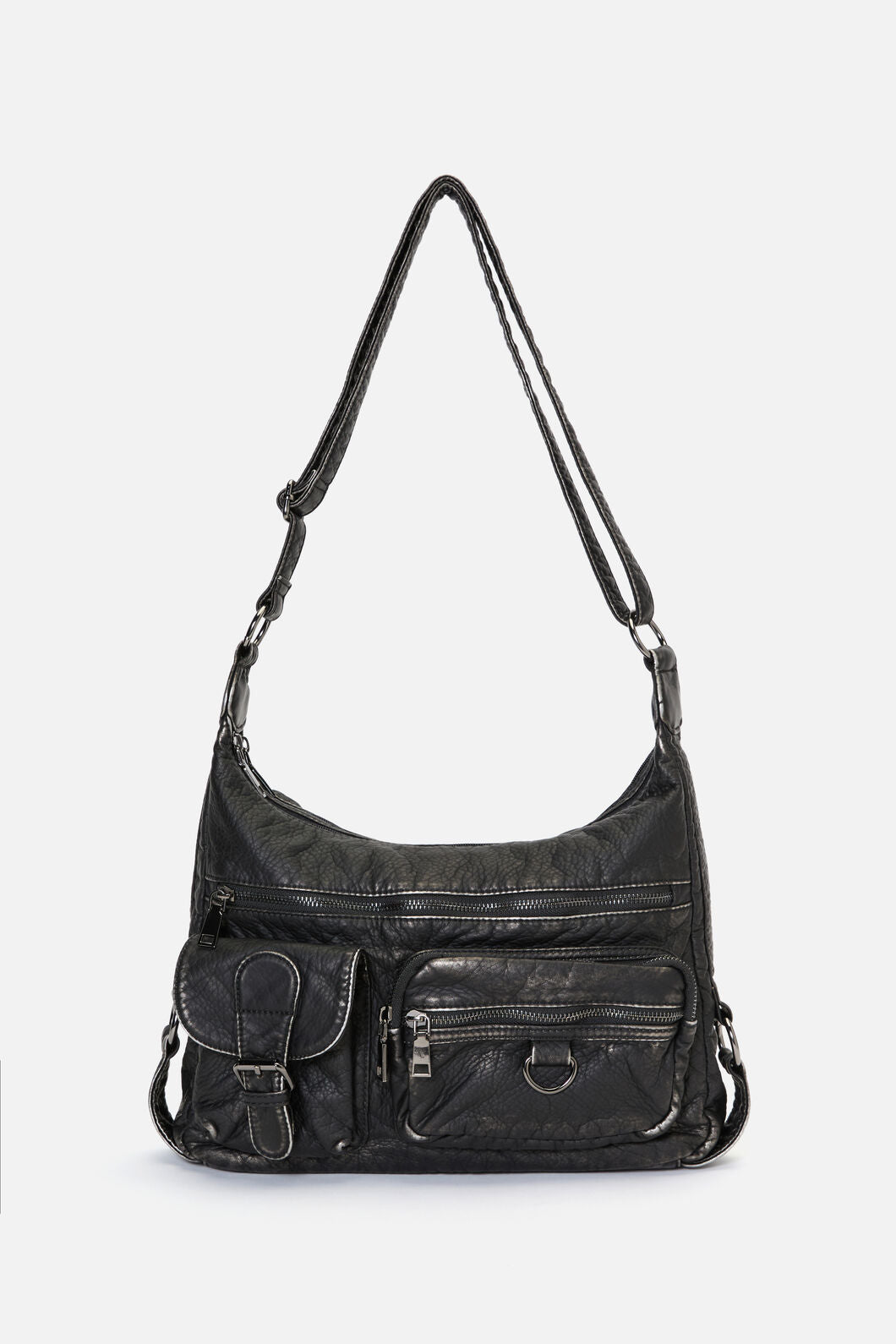 Dangerfield NZ - Distressed Black Zip Bag - black