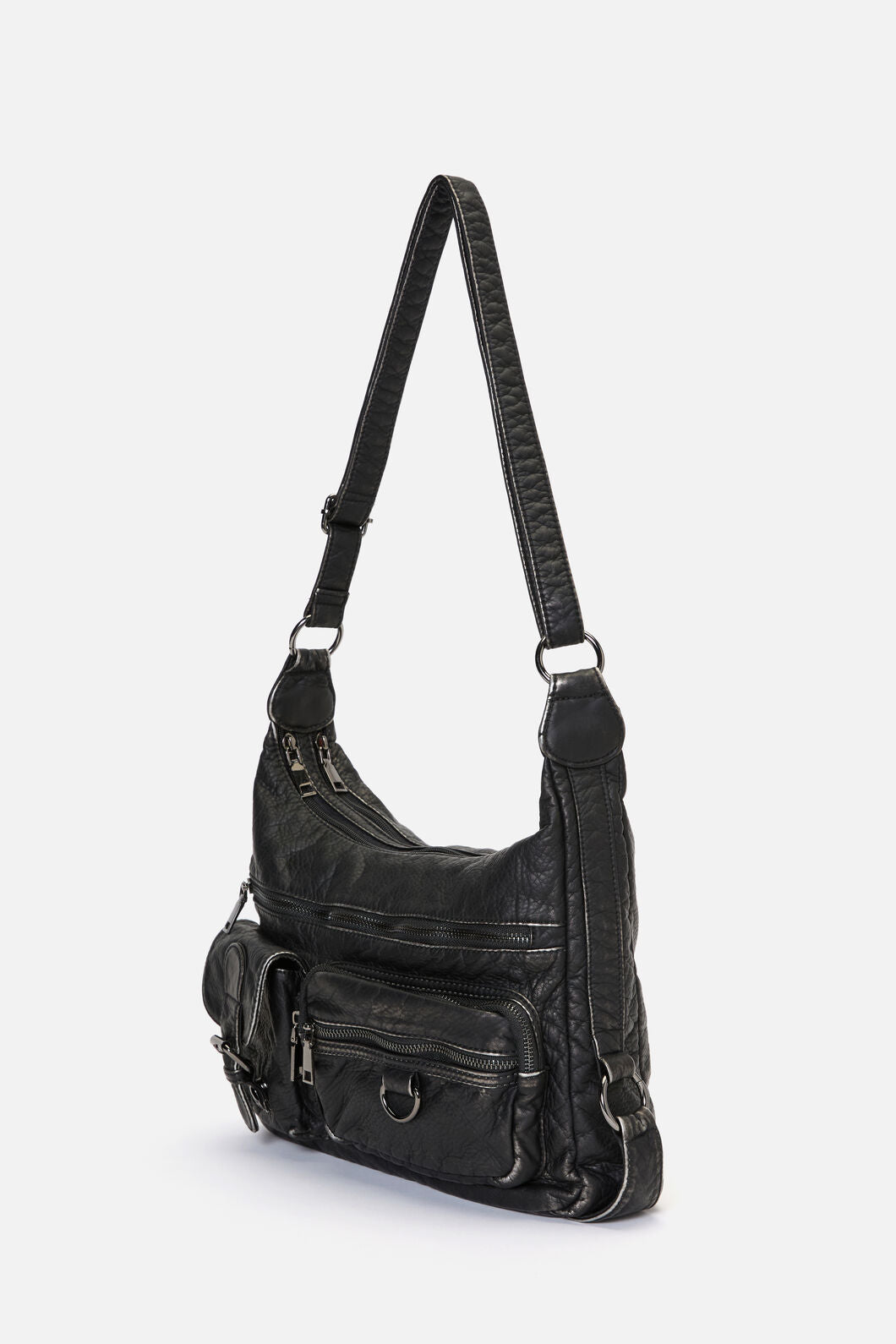 Dangerfield NZ - Distressed Black Zip Bag - black