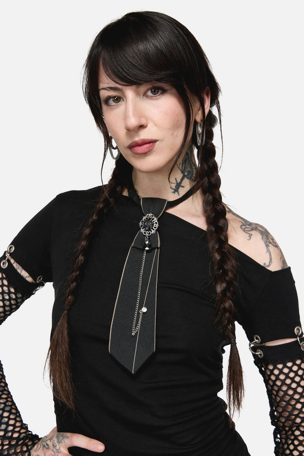 Dangerfield NZ - Adjustable Neck Tie With Charm - black