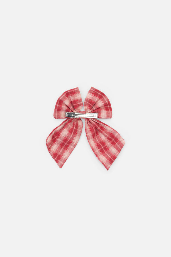 Dangerfield NZ - Check Bow Slide Hair Clip - red-white