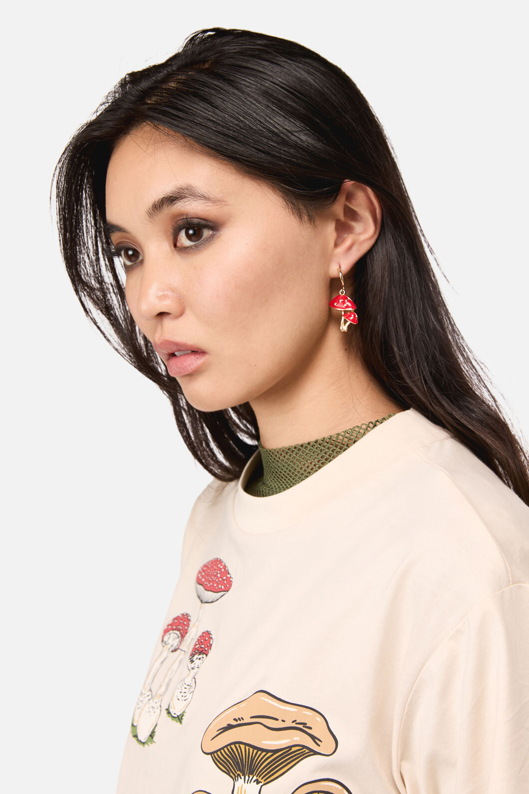 Dangerfield NZ - Toadstool Sleeper Earrings - gold-red