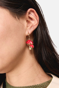 Dangerfield NZ - Toadstool Sleeper Earrings - gold-red