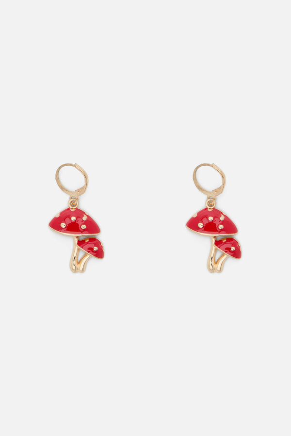 Dangerfield NZ - Toadstool Sleeper Earrings - gold-red