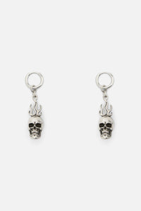 Dangerfield NZ - Flaming Skull Earrings - silver
