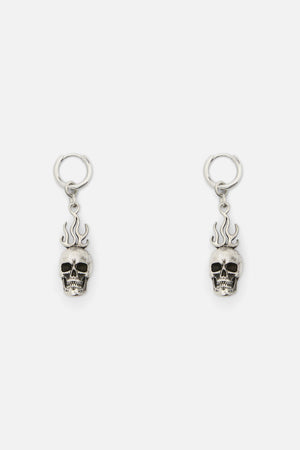 Dangerfield NZ - Flaming Skull Earrings - silver