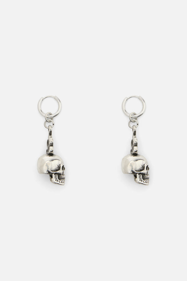 Dangerfield NZ - Flaming Skull Earrings - silver