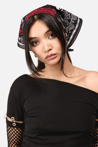 Dangerfield NZ - Skulls & Roses Cotton Bandana - black