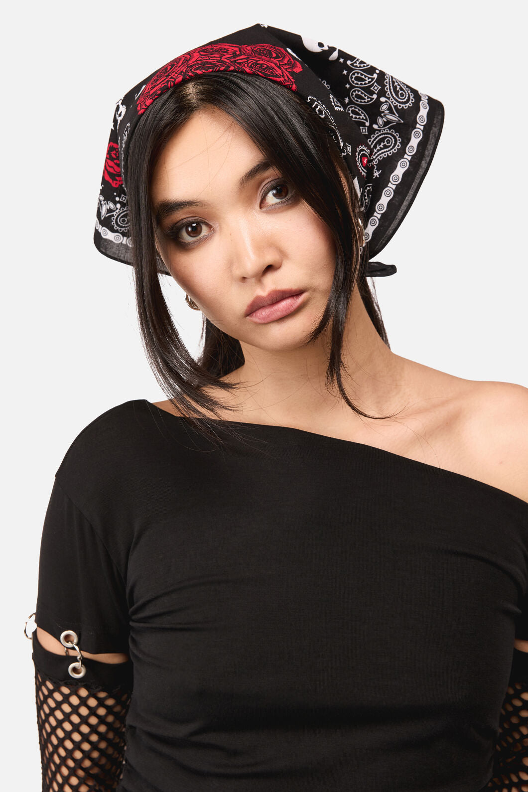 Dangerfield NZ - Skulls & Roses Cotton Bandana - black