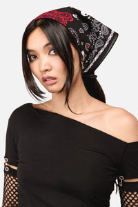 Dangerfield NZ - Skulls & Roses Cotton Bandana - black
