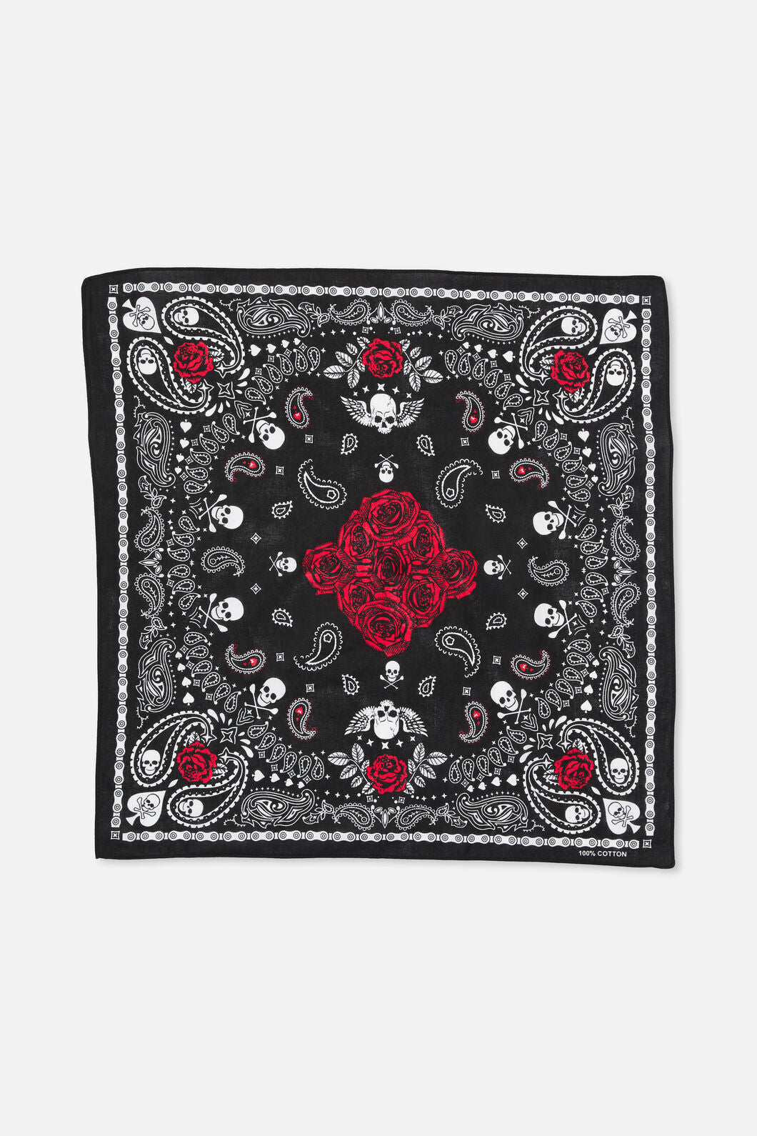 Dangerfield NZ - Skulls & Roses Cotton Bandana - black