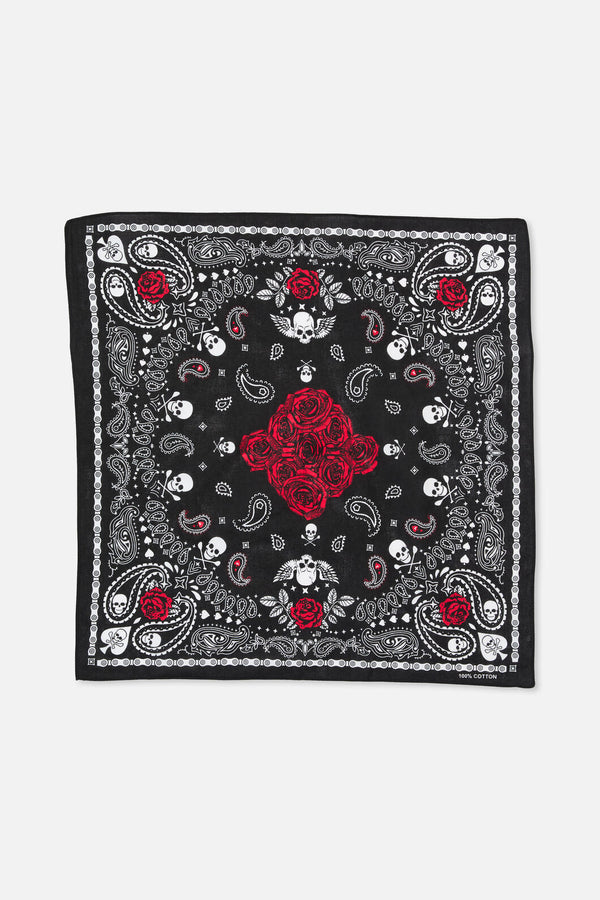 Dangerfield NZ - Skulls & Roses Cotton Bandana - black