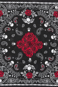 Dangerfield NZ - Skulls & Roses Cotton Bandana - black