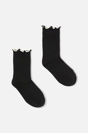 Dangerfield NZ - Black Frill Top Sock - black