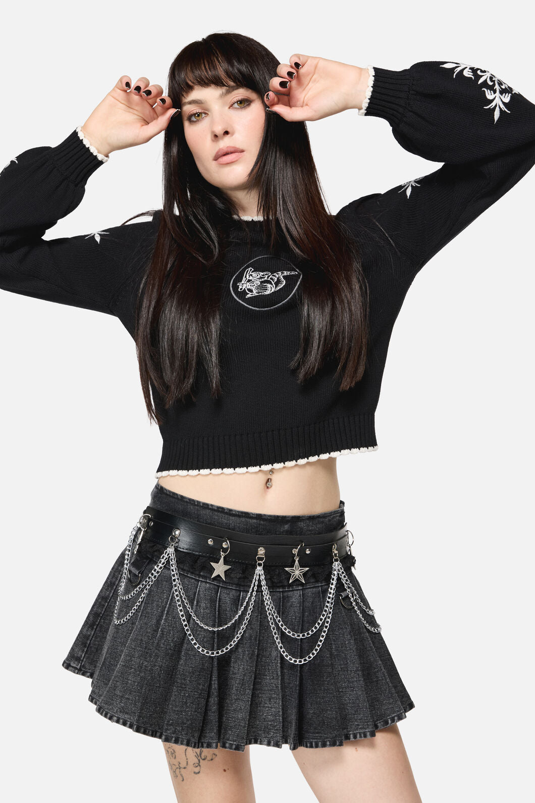 Dangerfield NZ - Stars Lace Chain Waist Belt - black