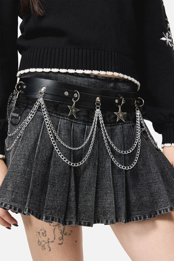 Dangerfield NZ - Stars Lace Chain Waist Belt - black