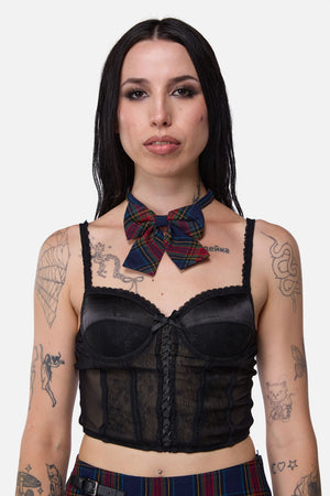 Dangerfield NZ - Antler Goth Tartan Bow Tie - blue