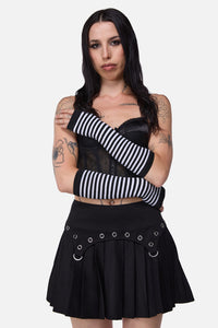 Dangerfield NZ - Striped Long Fingerless Gloves - black-white