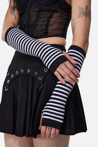 Dangerfield NZ - Striped Long Fingerless Gloves - black-white