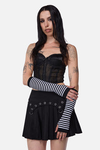 Dangerfield NZ - Striped Long Fingerless Gloves - black-white